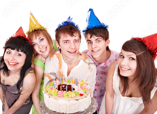 Photo: Group people eat cake. Group people eat cake.