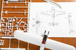 kit for assembling white plastic airplane model with scheme