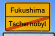 Ortsschild Fukushima - Tschernobyl