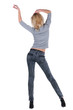 Young woman dancing. Rear view. Isolated over white. Young woman dancing. Rear view. Isolated over white.