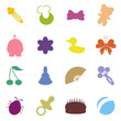 set with baby objects