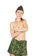 Topless military girl