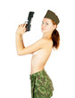 Topless military girl