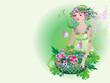 Vektor: Divine Flora with a basket of fresh flowers Divine Flora with a basket of fresh flowers