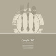 Dinner Card Cutlery With Plate Brown