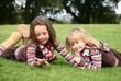 Sisters playing in a public park