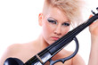 Attractive violinist playing the electric violin Attractive violinist playing the electric violin