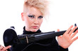 Attractive violinist playing the electric violin Attractive violinist playing the electric violin
