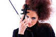 Attractive violinist playing the electric violin Attractive violinist playing the electric violin