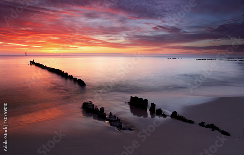 Photo: Sunrise on ocean - baltic Sunrise on ocean - baltic