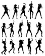 Beautiful women dancing silhouettes