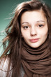 portrait of a young girl over green