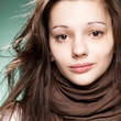 portrait of a young girl over green