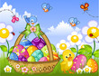 Paesaggio di pasqua con cesto Paesaggio di pasqua con cesto