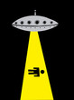 Alien flying saucer abducting a man