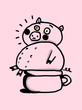 Funny pig in the urinate
