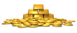 Goldbarren und Goldmünzen - Motiv 1 - frontal