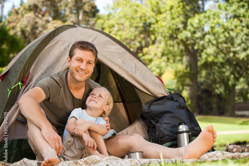 Photo: Father and his son camping Father and his son camping