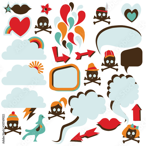 Vector: Retro speech bubbles shapes icons Retro speech bubbles shapes icons