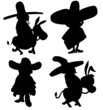 Cartoon sillhoette of mexican characters