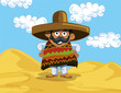 Cartoon Mexican in the desert Cartoon Mexican in the desert