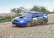Blue rally car