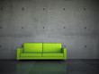 Sofa Rendering grün vor Betonwand