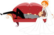 Newlyweds Resting on a Couch