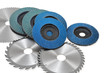 Circular saw blades and abrasive disks  isolated on white