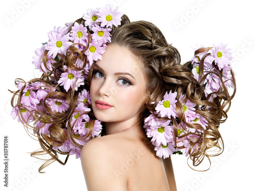 Sxsy Image on Photo  Flowers In Long Hair Of Beautiful And Sexy Woman    Valua