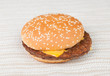 Delicious hamburger with lots of cheddar