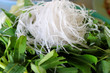 Vermicelli and green vegetables
