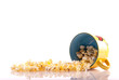 Popcorn Spilled on Glass Background Concept with Custom Space