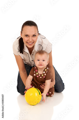 Photo: laughing baby playing with mother laughing baby playing with mother