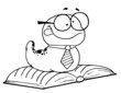 Outlined Worm on a Book