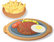 Hamburger steak & French fries