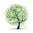 Art tree with letters green for your design