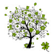 St. Patrick's Day, drawing tree with beer mugs for your design