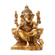 Golden Hindu God Ganesh over a white background