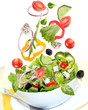 Falling fresh vegetable