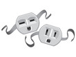 theatre masks lucky and sad from US electric socket
