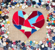 fabric scraps heart on texture background. Valentine's Day. Butt