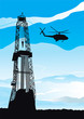 Drilling rig and helicopter