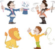 conductor, trainer and magician. isolated illustrations