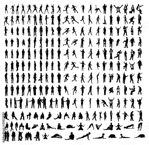 Vector: Many very detailed silhouettes including business, dancers, yoga Many very detailed silhouettes including business, dancers, yoga