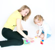 Mother and the daughter mold plasticine
