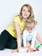 Mother and the daughter mold plasticine