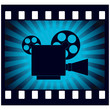 video camera on blue background vector illustration