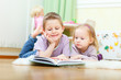 Brother and sister reading