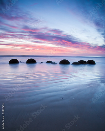 Photo: Moeraki Boulders Sunrise New Zealand Moeraki Boulders Sunrise New Zealand